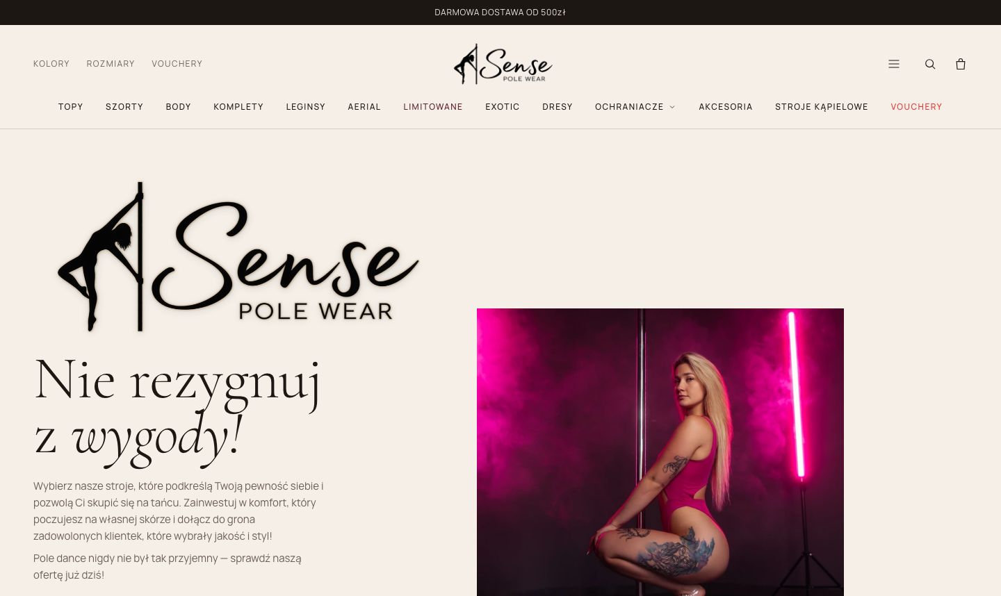 Podgląd strony sensepolewear.pl